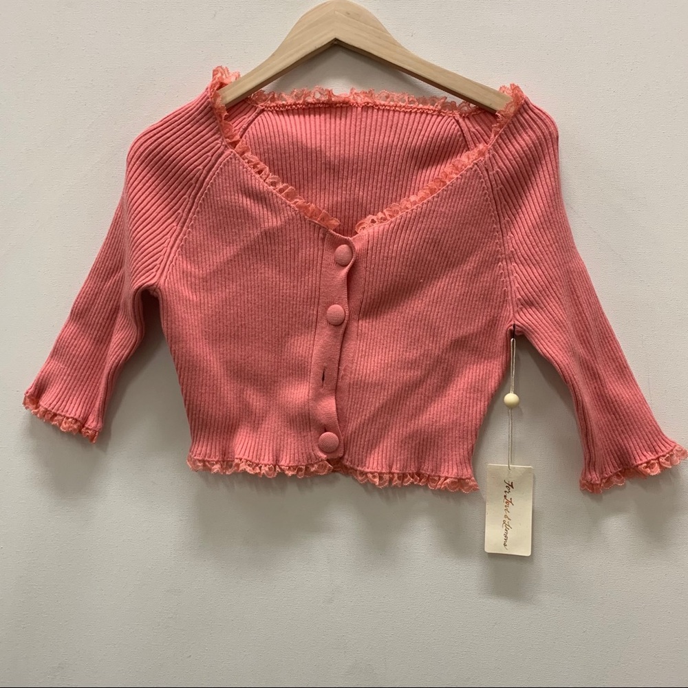 NWT For Love & Lemons Crop Short Sleeve Sample